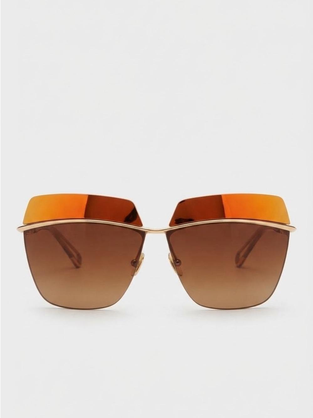 Dior Gold Frame Orange-Brown Gradient Women's Sunglasses